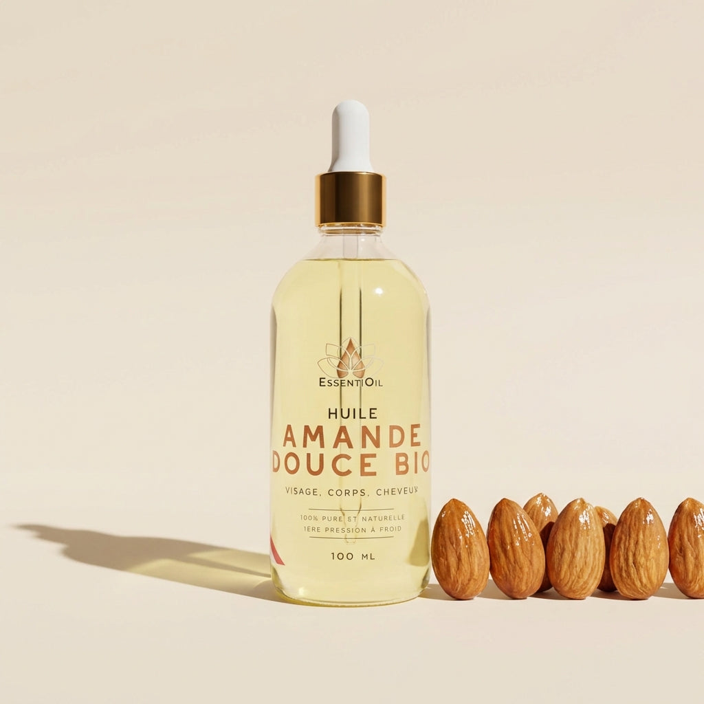 Huile d'Amande Douce Bio 100ml | Anti-Vergetures & Bb - EssentiOil   Essentioil