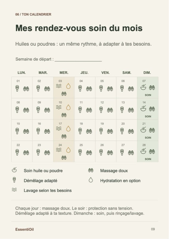 Page du guide : calendrier des soins du mois